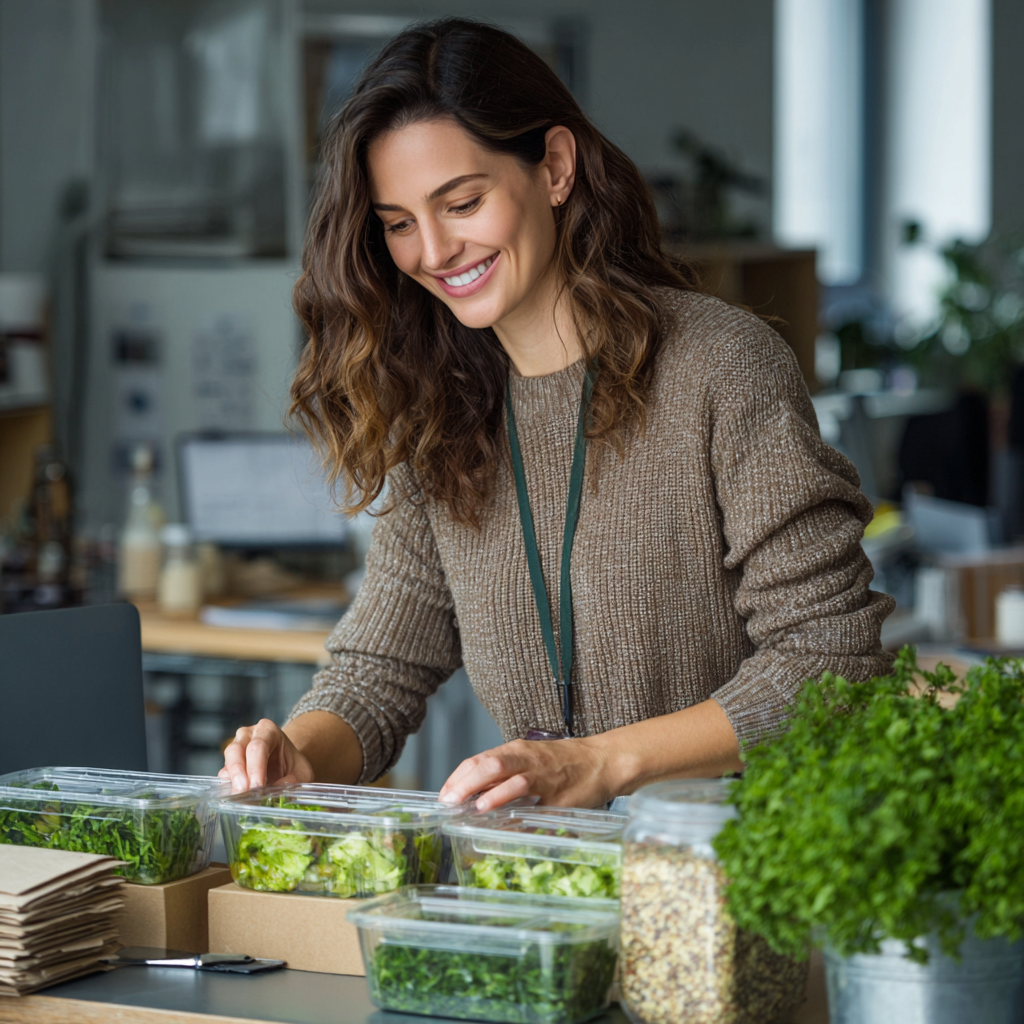 Здорова сім'я готує збалансований обід на кухні